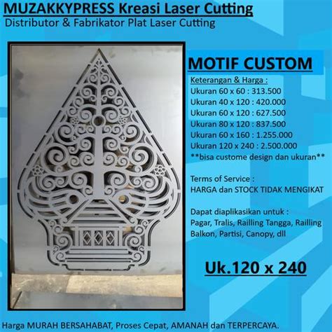 jual laser cutting motif custom gunungan wayang plat besi mm