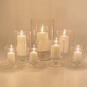 Amazon Cys Excel Glass Hurricane Pillar Candle Holders H W