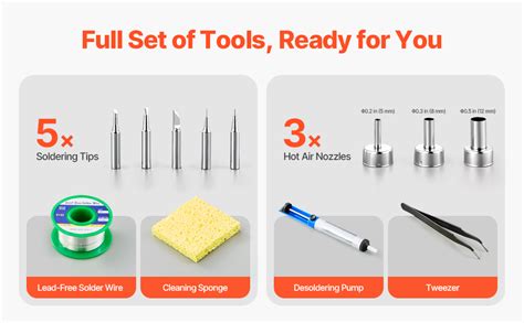 In Hot Air Rework Soldering Station W With Digital Display V USB Port VEVOR US