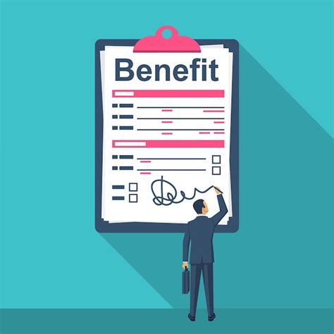 Como Se Escreve Beneficio - O homem do conceito de benefício segura uma prancheta e escreve o ...