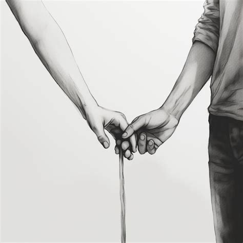 Premium AI Image | Minimal art man woman holding hands images Generative AI