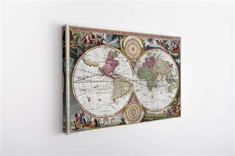 Old World Map Vintage World Map Canvas Art Old World Map Art Canvas Vintage Map Canvas Art