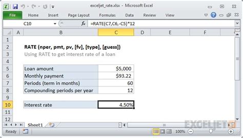 Excel RATE function | Excel formula, Excel, Finance binder printables