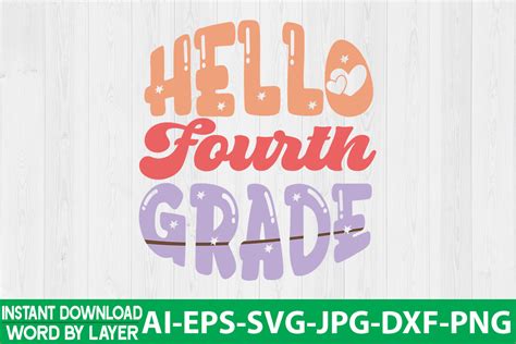 Hello Fourth Grade Retro Design Graphic By Jpstock Creative Fabrica