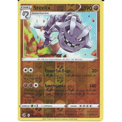 Pokemon Trading Card Game 139 264 Steelix Rare Reverse Holo Card