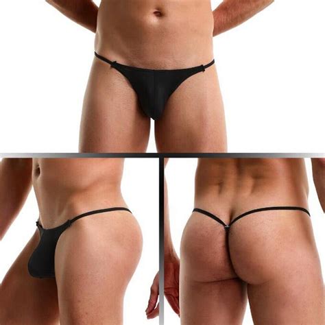 Sexy Men S Nylon T Back G String Thong Bikini Underwear Sheer Pouch