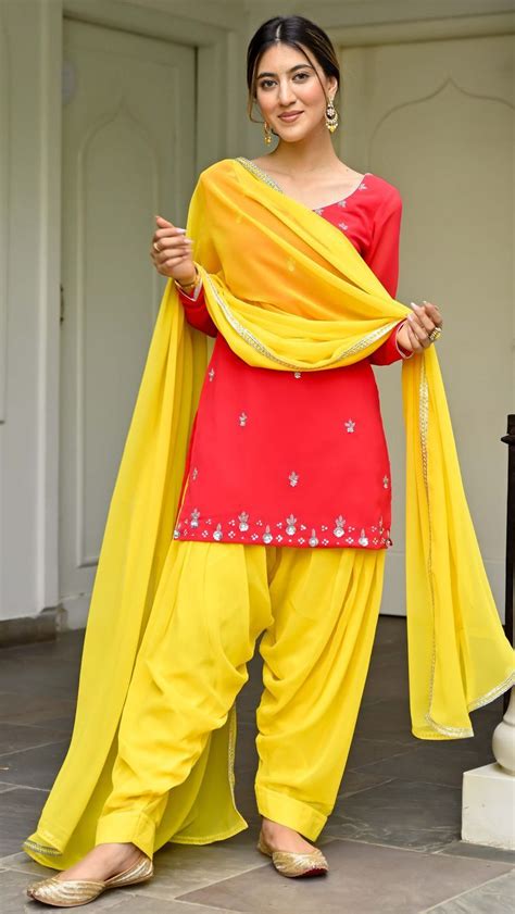 Yellow Punjabi Suit Yellow Suit Pink Suit Patiala Suit Designs