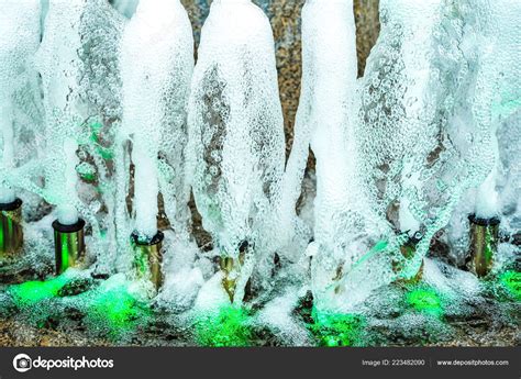 Fountain Mall Modern City Particular Fountain Illuminated — Stock Photo © Drinkins+ #223482090