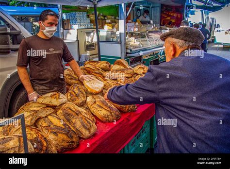 France Auvergne Cantal Buying French Bread Pain De Campagne On A