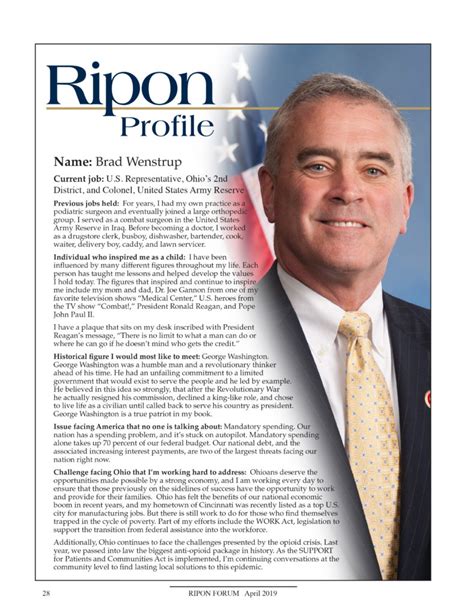 Ripon Profile of Brad Wenstrup - The Ripon Society : The Ripon Society