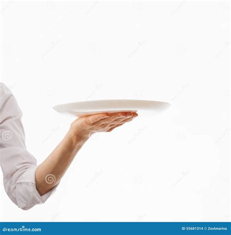 Human Hand Holding White Plate Stock Photo Image Of Hold Hand 55681314