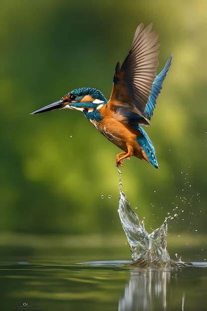 Premium AI Image | Kingfisher diving for fish