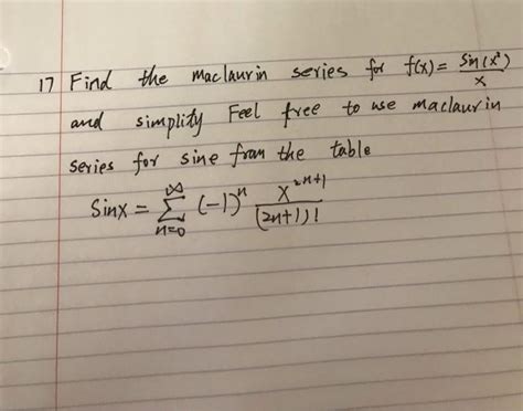 Solved X Find The Mac Laurin Series For F X Sin X Chegg