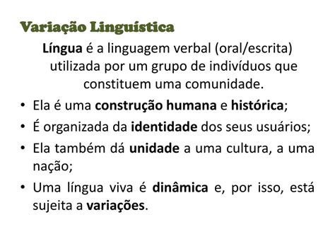 PPT VARIAÇÃO LINGUÍSTICA Profª Valéria PowerPoint Presentation free