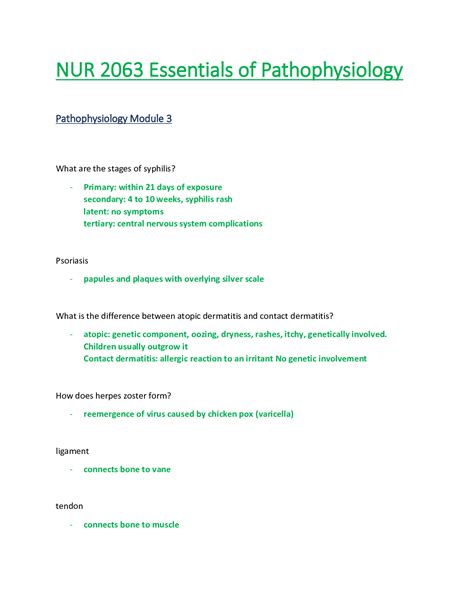 Nur Nur Essentials Of Pathophysiology Module Study Guide