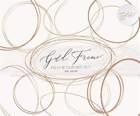 Gold Circle Frame Clipart Set, Logo Frame PNG, Gold Round Border Clip Art, Transparent Design ...