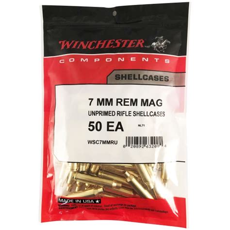 Winchester Brass 7mm Remington Mag Unprimed Bag Of 50 Graf Sons