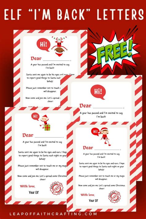 Elf On The Shelf Im Back Free Printable 4 Versions Leap Of Faith