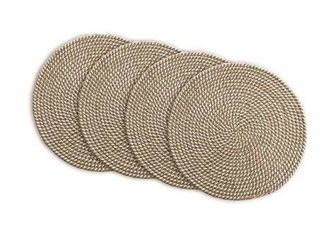 CHARDIN HOME Round Jute Cotton Woven Braided PLACEMAT Set Of 4