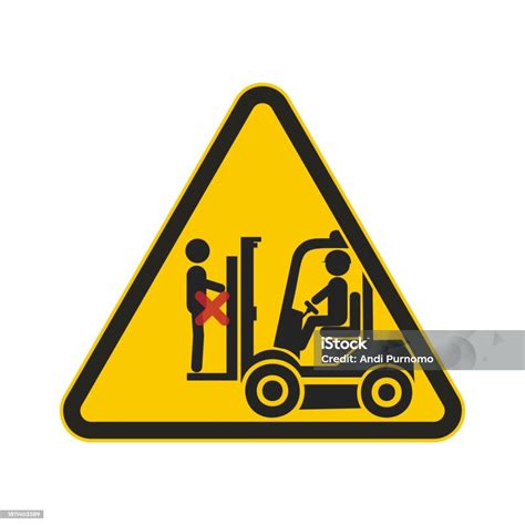 Isolated Pictogram Yellow Triangle Sign Safety Industrial Sign Of Do Not Ride On Front Of A