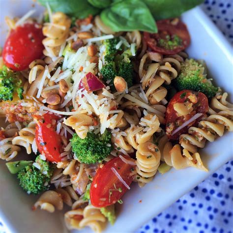 Fresh Vegetable Pasta Salad With Sun Dried Tomato Pesto Inside Karen