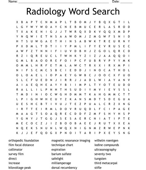 Radiology Word Search - WordMint 