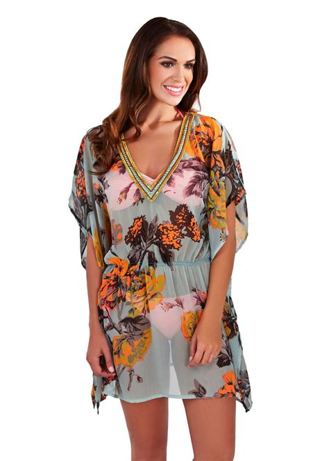 Beach Wear Bikini Swimsuit Cover Up Maxi Kaftan Summer Shirt Dress Sleeves EBay