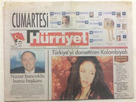 Hürriyet Gazetesi Cumartesi Eki 11 Aralık 1999 Türkiyeyi Dans Ettiren