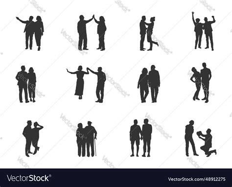 Elderly couple silhouette old silhouettes Vector Image