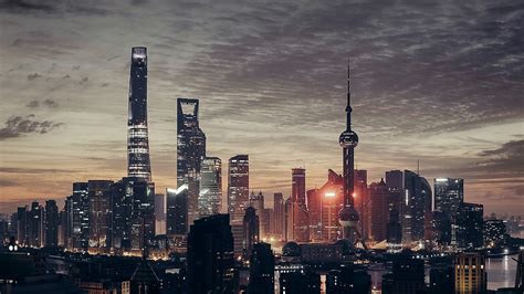 I Love Papers | nn24-city-shanghai-night-building-skyline-sunset