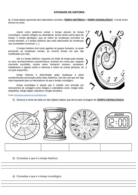 Atividade Tempo Cronológico E Tempo Histórico Atividade De Historia