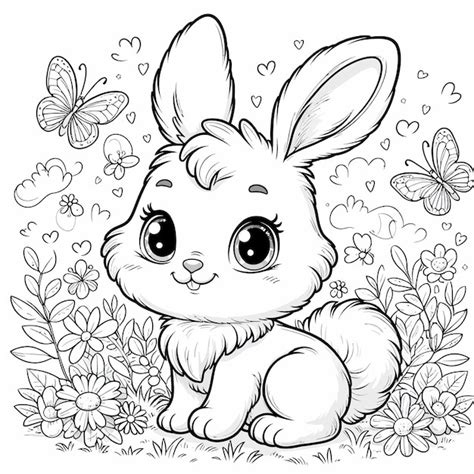 Vector Un Dessin Anim Lapin Est Assis Dans Un Champ De Fleurs