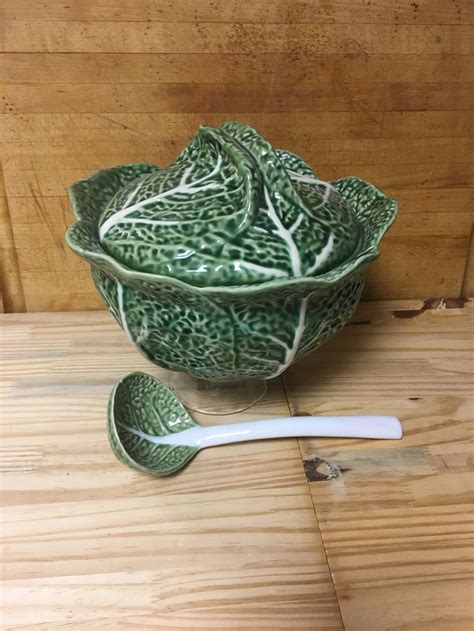 Bordallo Pinheiro Cabbage Green Soup Tureen With Lid And Ladle Etsy