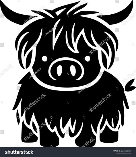 Highland Cow Black White Vector Illustration Stock Vector (Royalty Free ...