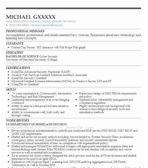 Security Control Assessor Sca Resume Example