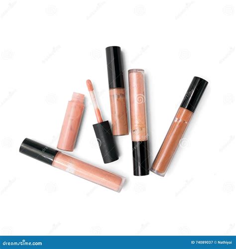 Lip Gloss In Nude Tone Stock Image Image Of Shiny Pink