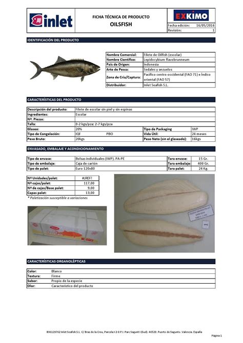 Ficha T Cnica Oilfish By Inlet Seafish Issuu