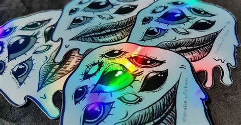 Holographic Demon Eye Sticker Etsy