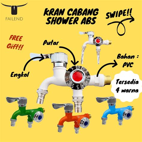 Jual Keran Cabang Shower ABS Kran Air Double Plastik Kamar Mandi Toilet