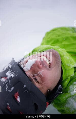 Naked Man Lying In Snow Austria Stock Photo Alamy