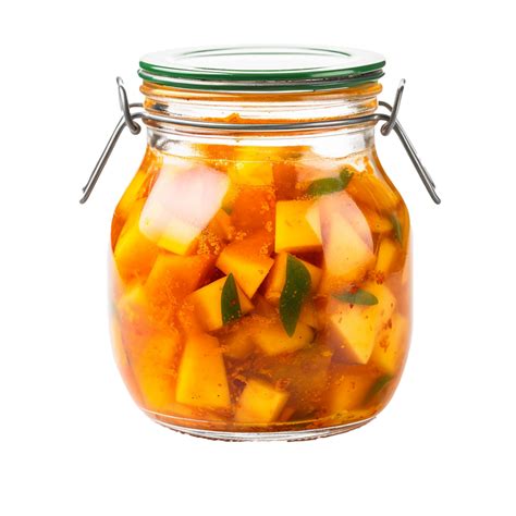 Ai Generated Delicious Mango Pickle In Glass Jar Png Isolated On