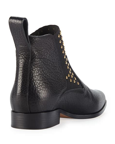 Chloe Studded Leather Chelsea Boot Black