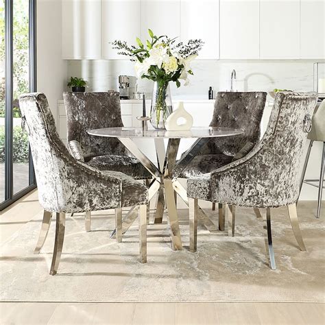 Plaza Round Dining Table Imperial Chairs Grey Marble Effect