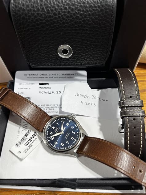 WTS IWC IW328203 Blue Dial Pilot Mark XX W Box Papers Warranty