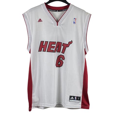 Adidas Adidas Miami Heat #6 Lebron James Jersey White/Red Size Larg ...