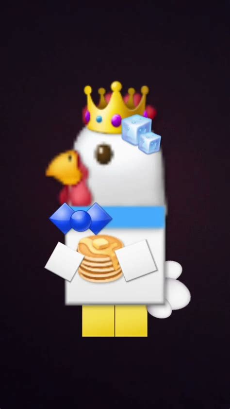 Make A Character With Your Last 8 Emojis🐔🧊🔷️🔵🥚⬜️🥞👑 Chicken Idk