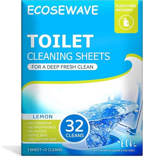 Toilet Bowl Cleaner Sheets 32 Cleans Lemon Plastic Free Packaging Eco Friendly Toilet Bowl