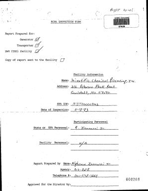 Fillable Online Rcra Inspection Form Scientific Chemical Processing