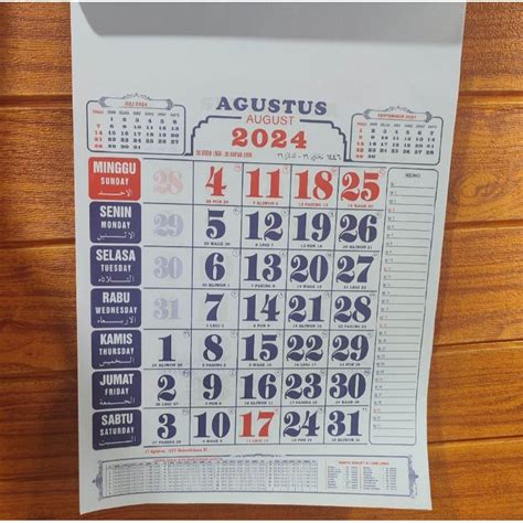 Jual Kalender Angka Besar Kalender Kerja Tahun 2024 Bagus Shopee