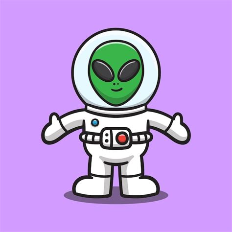 Astronauten Alien Cartoon Vektor Symbol Illustration Premium Vektor